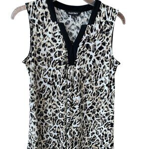 Women's Ellen Tracy Knit Sleeveless Tunic Style Animal Print Top, S, Like New